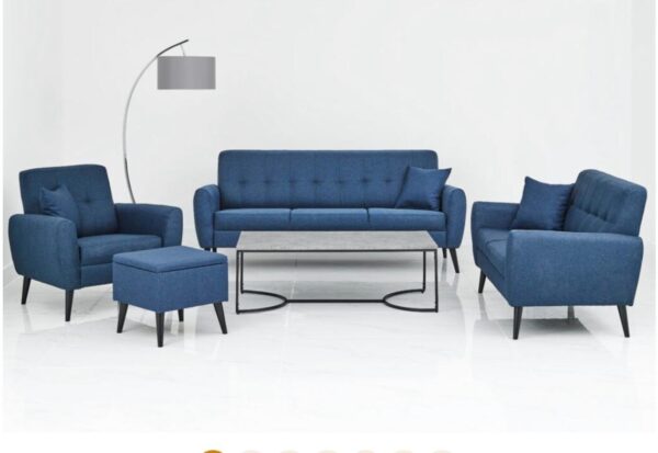 CHIC NAVY FABRIC SOFA SET