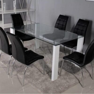 SAVONA LARGE TABLE WITH LUGANO BLACK CHAIRS