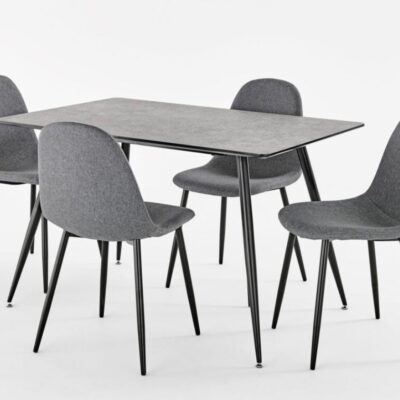 MIAMI CONCRETE FIXED TOP TABLE WITH 4 BARCELONA FABRIC CHAIRS