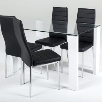 SAVONA TABLE WITH TARINO BLACK CHAIRS