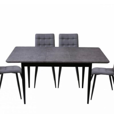 MIAMI CONCRETE EXTENDING TABLE WITH 4 MILAN CHAIRS