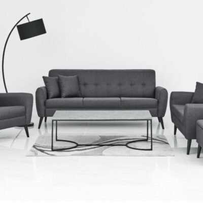 CHIC GREY FABRIC SOFA SET