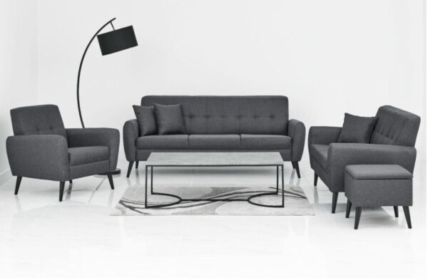 CHIC GREY FABRIC SOFA SET