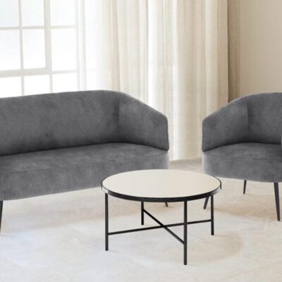 EXQUISITE GREY GREY VELVET SOFA SET
