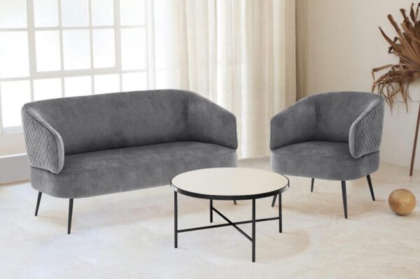 EXQUISITE GREY GREY VELVET SOFA SET