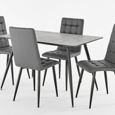 MIAMI CONCRETE FIXED TOP TABLE WITH 4 MILAN CHAIRS