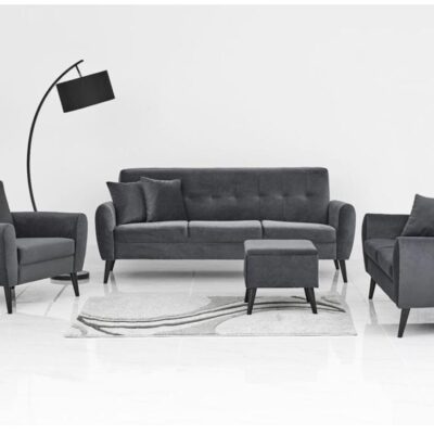 CHIC GREY GREY VELVET SOFA SET