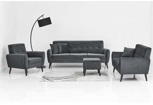 CHIC GREY GREY VELVET SOFA SET