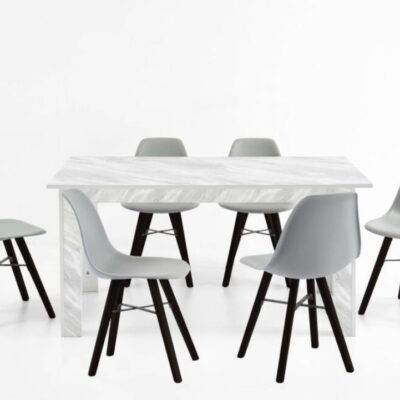MELBOURNE MARBLE EFFECT TABLE WITH 6 KIMBERLEY CHAIRS