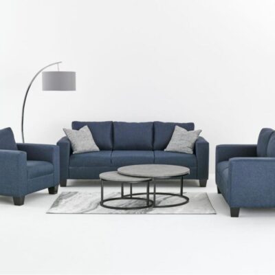 VICTORIA NAVY FABRIC SOFA SET