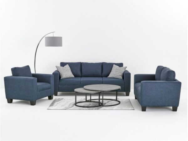 VICTORIA NAVY FABRIC SOFA SET