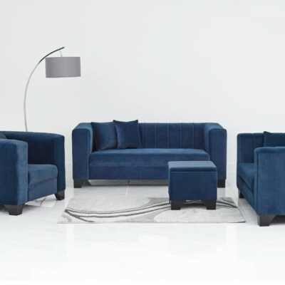 VICTORIA NAVY VELVET SOFA SET