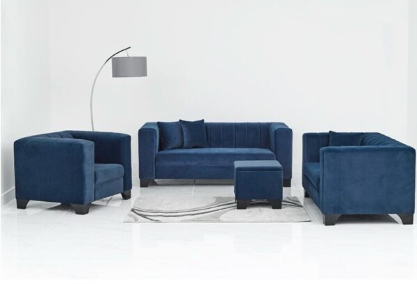 VICTORIA NAVY VELVET SOFA SET