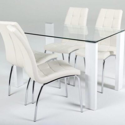SAVONA TABLE WITH LUGANO WHITE CHAIRS